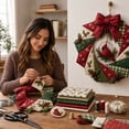 thumbnail image 4 of DIY Patchwork Wreath Kit, Cardinal Christmas Quilted Wall Decor Craft, 9.84 in Creative Seasonal Door Hanging Project for Adults, 4 of 4