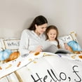 thumbnail image 4 of Manfei Oil Painting Pumpkin Bedding Comforter Set 7-Piece, Hello Fall Print King Bedding Sets, Autumn Maple Leaf Bed Sheets, Luxury Bedroom Decor, 4 of 8
