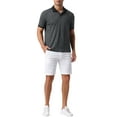 thumbnail image 2 of INSPIRE CHIC Men's Solid Color Lightweight Breathable Short Sleeved Casual Polo Shirt M Black, 2 of 5