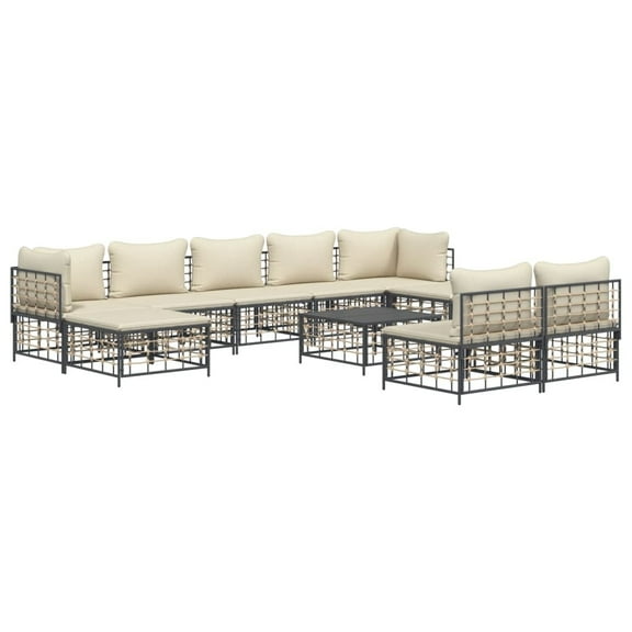 vidaXL Patio Furniture Set 10 Piece Sectional Sofa with Cushions Poly Rattan