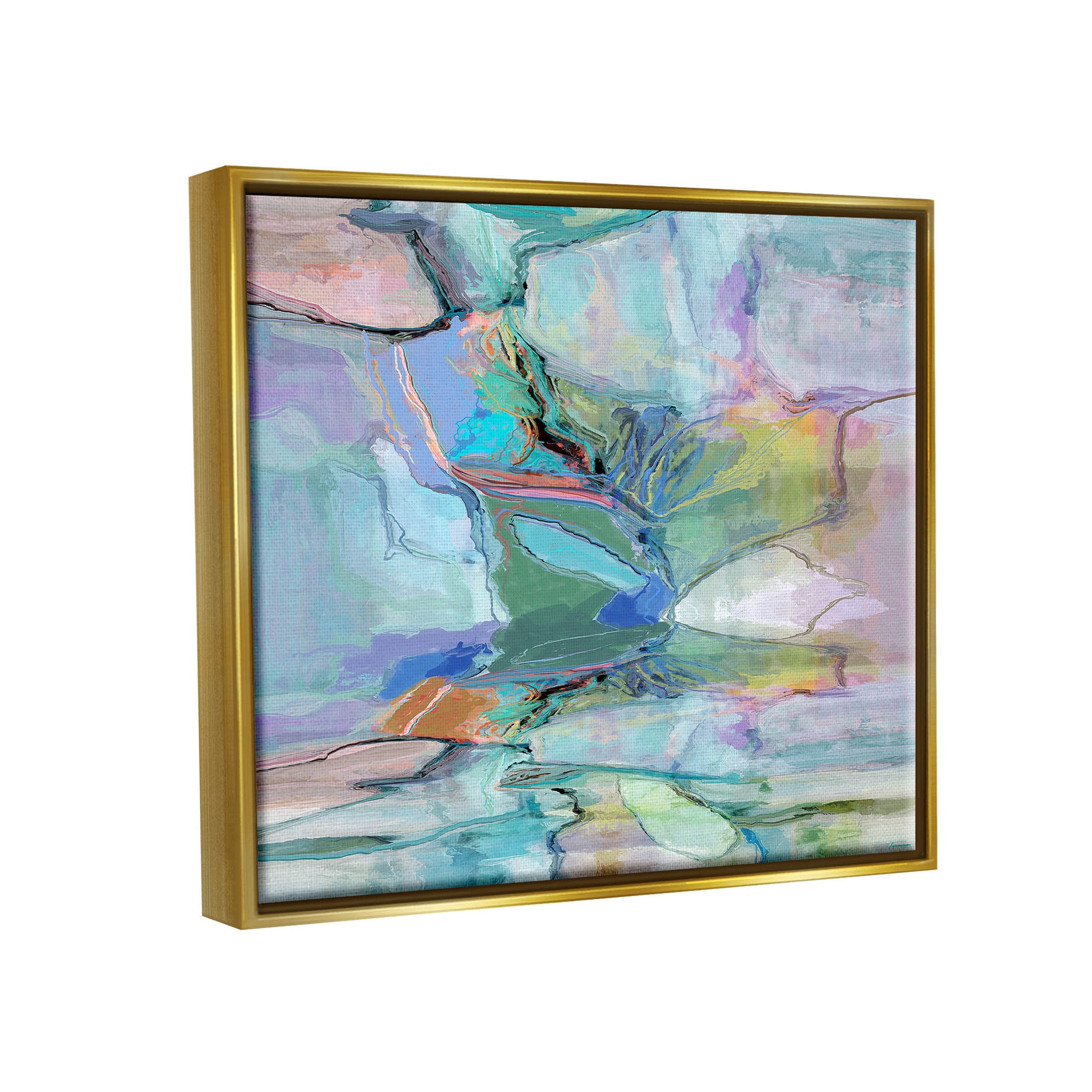 Stupell Industries Varied Round Modern Shapes Graphic Art Metallic Gold Floating Framed Canvas Print Wall Art, Design by Michael Tienhaara