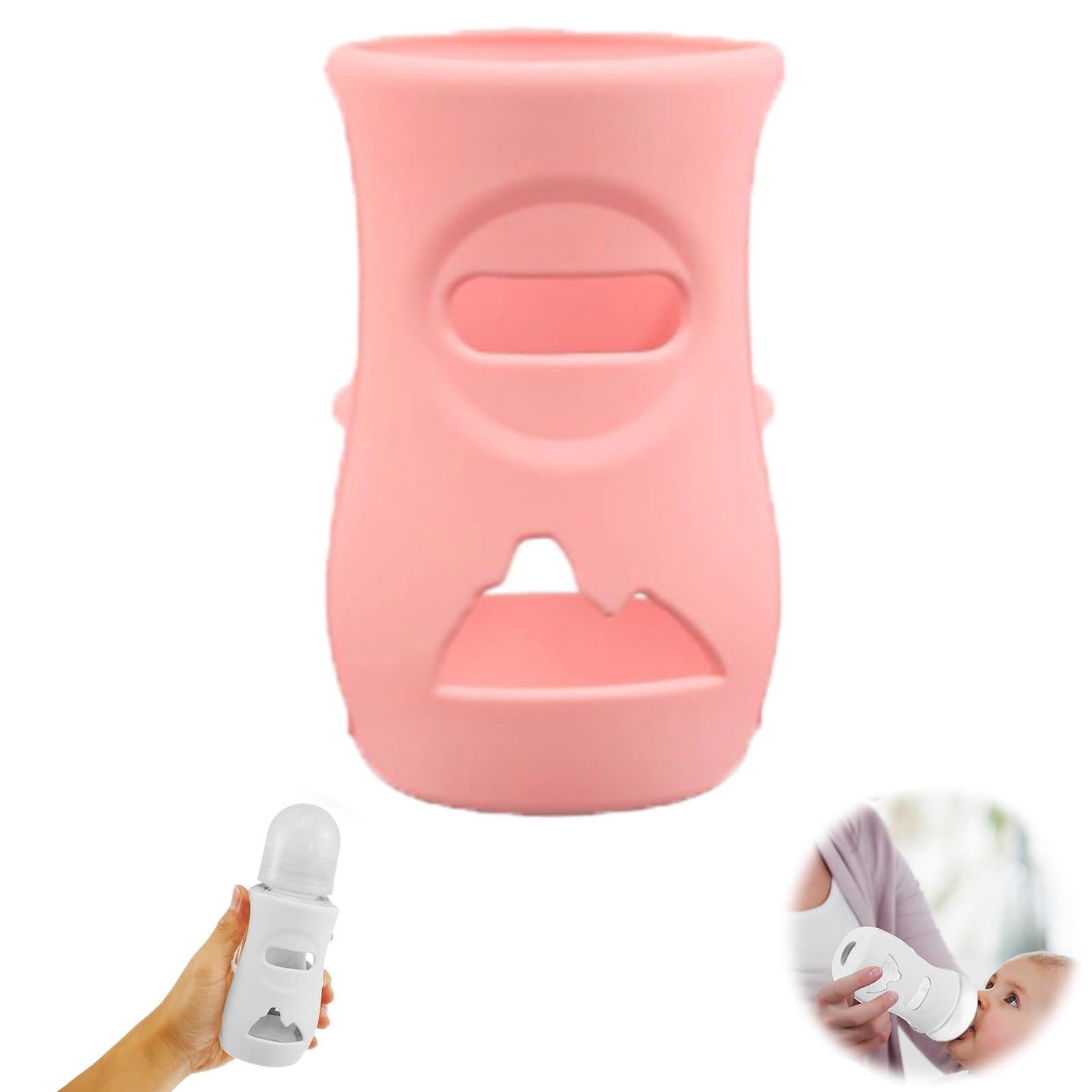 Silicone Sleeve for Natural Glass Baby Bottles, insulated protective cover for 8 oz bottles, 4.72×2.76 inch, Pink