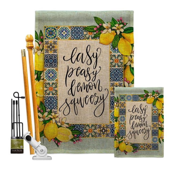 Breeze Decor FK120262-DB Easy Lemon Food Fruit 28 x 40 in. Double-Sided Decorative Vertical House Flags Kit for Decoration Banner Garden Yard Gift