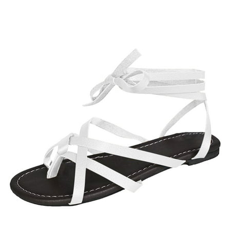 

Womens Sandals Fashion Spring And Summer Women Sandals Strap Roman Style Flat Casual Lightweight Women S Sandals Pu White 41