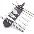 thumbnail image 1 of Juego de Cubiertos U Chef utensilios para mesa portátil con estuche impermeable color plateado de acero inoxidable, 1 of 7