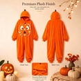 thumbnail image 5 of JAJAHO Boys Girls Pumpkin Face Jumpsuit Soft Flannel Pajama Halloween Long Sleeve Loose Hooded Onesie For Kids 4-14Y, 5 of 5