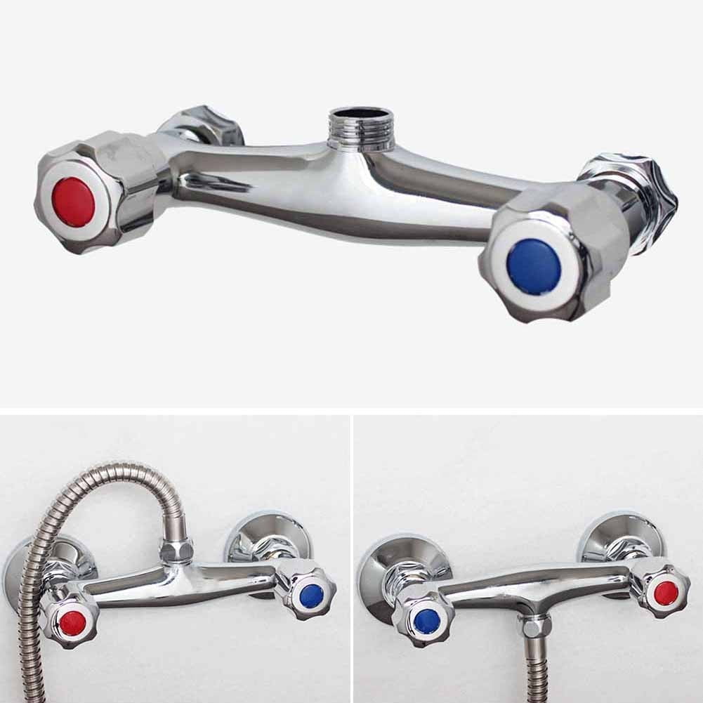 Sufanic Bathroom Shower Mixer Wall Mount Hot Cold Water Showering Faucet Temperature Control Valve Twin Outlet Chrome
