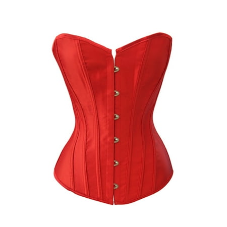 

Chicastic Red Satin Sexy Strong Boned Bridal Corset Lace Up Bustier - XXL