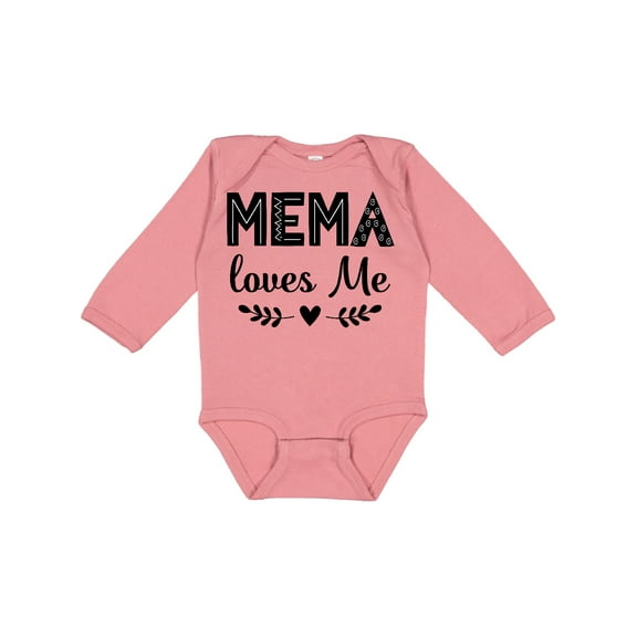 Inktastic Mema Loves Me Baby Clothes Girls Long Sleeve Baby Bodysuit
