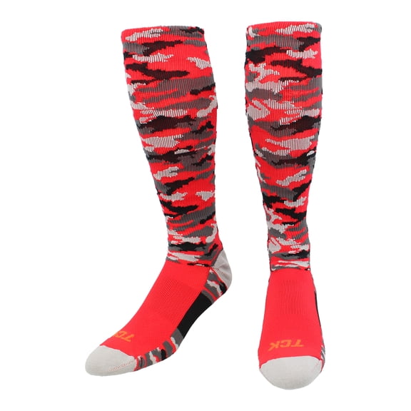 TCK Sports Elite Performance Over The Calf Camo Socks (Red Camo, Medium)