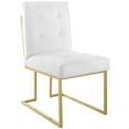 thumbnail image 2 of Modway Privy Gold Stainless Steel Upholstered Fabric Dining Accent Chair Set of 2 in Gold White, 2 of 6