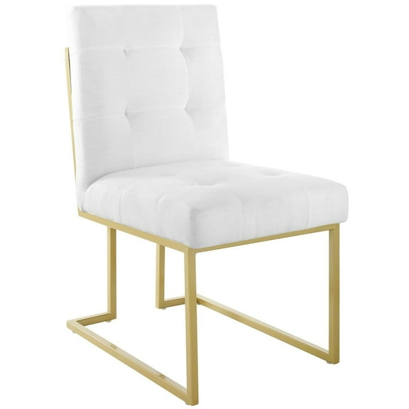 Modway Privy Gold Stainless Steel Upholstered Fabric Dining Accent Chair in Gold White