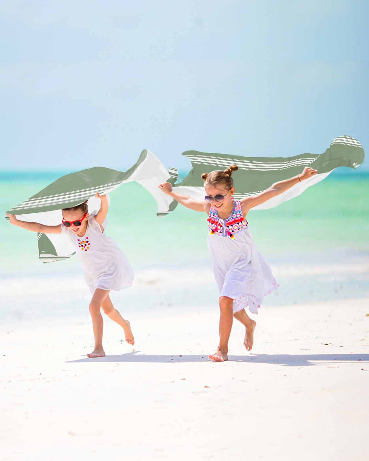 Dark Sage Green Beach Towels Oversized Super Absorbent, Farmhouse Sage Green White Striped Lightweight Bath Towel Quick Dry Sets For Bathroom/Pool/Rv Camping/Beach Play/Gym Room/Picnic 35"x70"