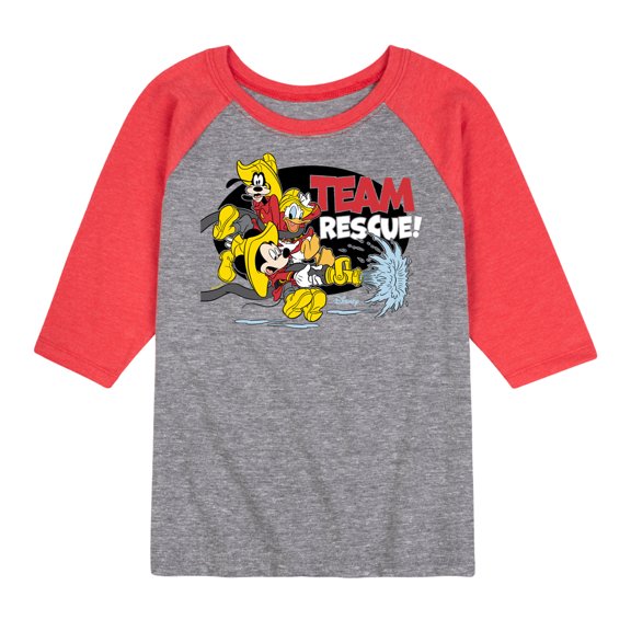 Disney - Firefighter Mickey & Friends - Team Rescue - Toddler & Youth Raglan Graphic T-Shirt
