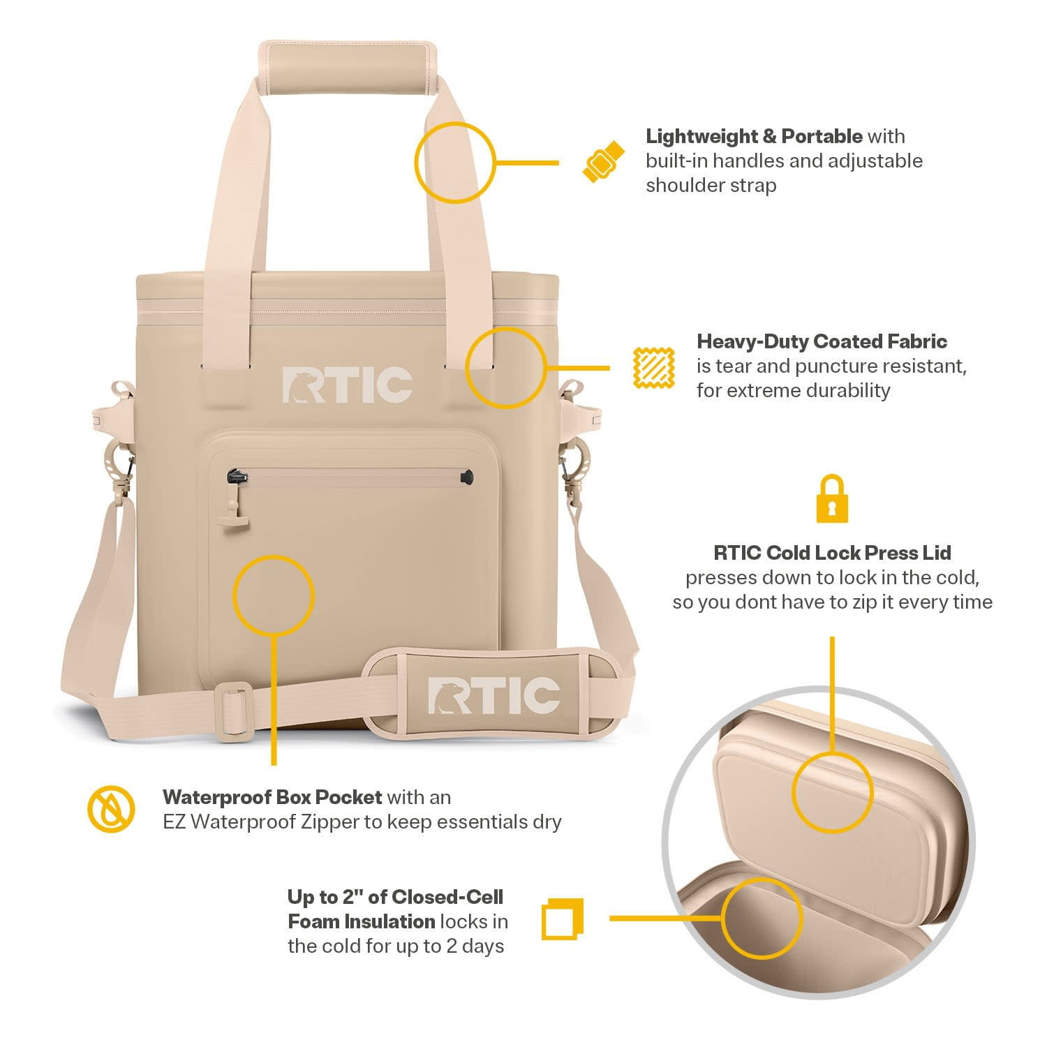 RTIC 20 Can Ultra-Tough Soft Cooler Pro, Leakproof Cooler, Waterproof Zipper, Beach