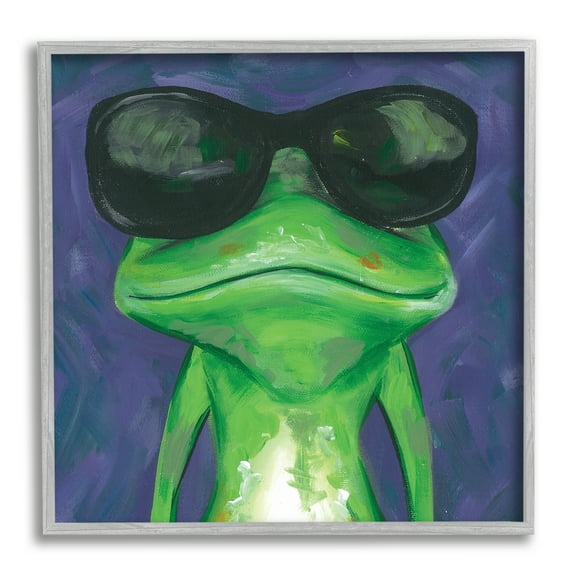 Stupell Industries Frog Wearing Sunglasses Painting Animals & Insects Painting Gray Framed Art Print Wall Art