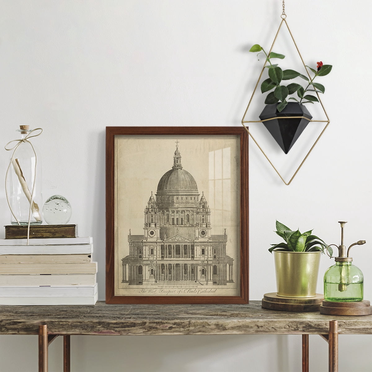 St. Paul's Cathedral -Framed Print w/glass-Chestnut