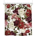 thumbnail image 4 of SPXUBZ Shower Curtain Watercolor Rustic Flower Rose Red White Girl Retro Leaves Blossom Peony Woman Polyester Fabric Bathroom Bathtub 72x72 inches, 4 of 7
