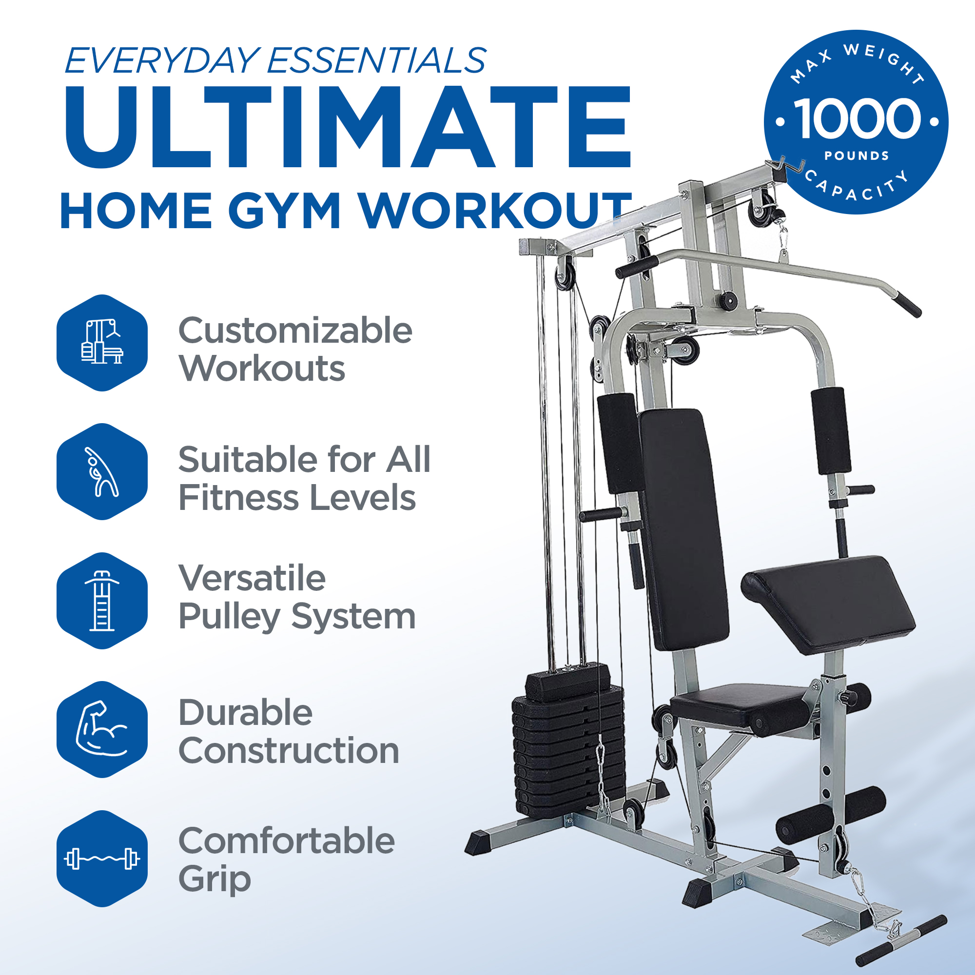 Everyday Essentials Home Gym Exercise Equipment Bench Strength Workout Station - image 2 of 10