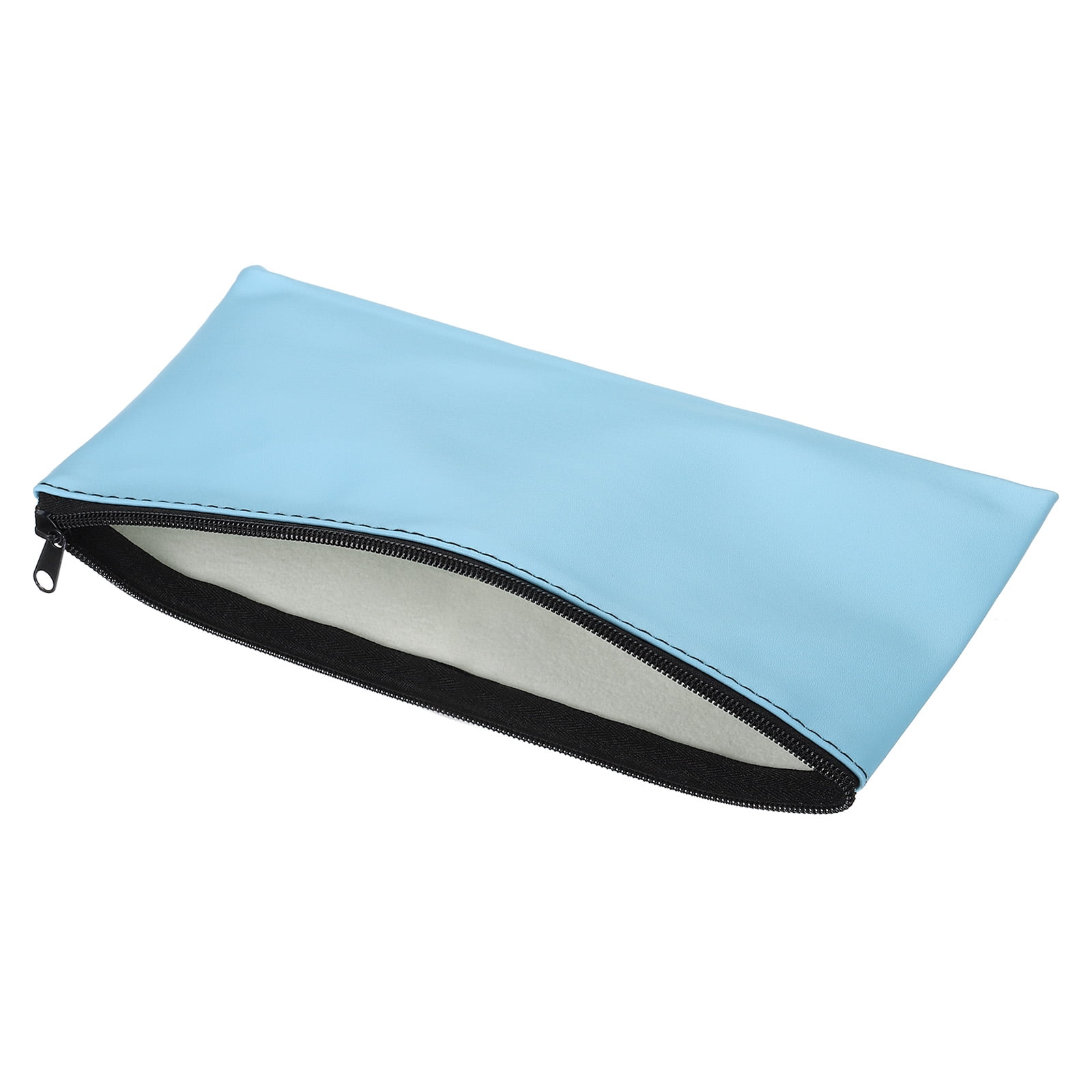 Unique Bargains Waterproof Zipper Bag Leatherette Compact Bills Pencil Pouch Sky Blue