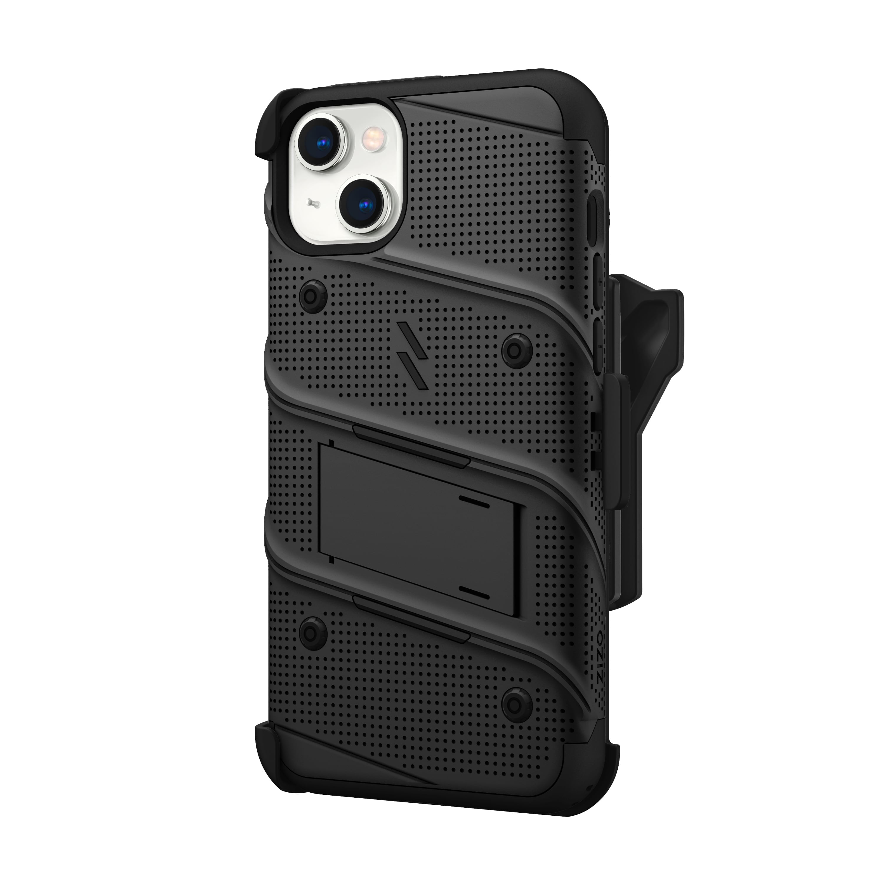 ZIZO BOLT Bundle for iPhone 14 Plus (6.7) Case with Screen Protector Kickstand Holster Lanyard - Black