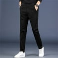 thumbnail image 2 of Zshosam Men's Relaxed Fit Full Elastic Waist Twill Pants(Black,38), 2 of 6