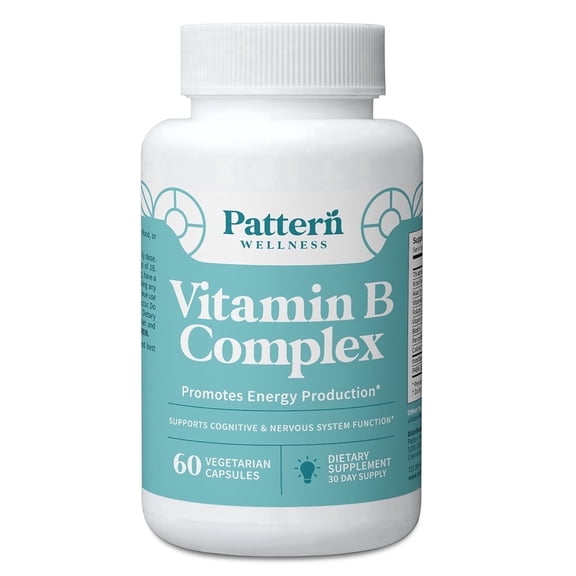 Pattern Wellness Vitamin B Complex, Brain, Energy & Cell Support, 60 Count