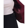 thumbnail image 6 of Women's Work Office Blazer Collarless Business Casual Suit Jacket Cropped Blazer M Dark Burgundy, 6 of 7