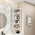 thumbnail image 2 of Corner Storage Cabinet,Glass Door Wall Mounted Corner Cabinet with Featuring Four-tier Storage for Bathroom,Kitchen,White, 2 of 7