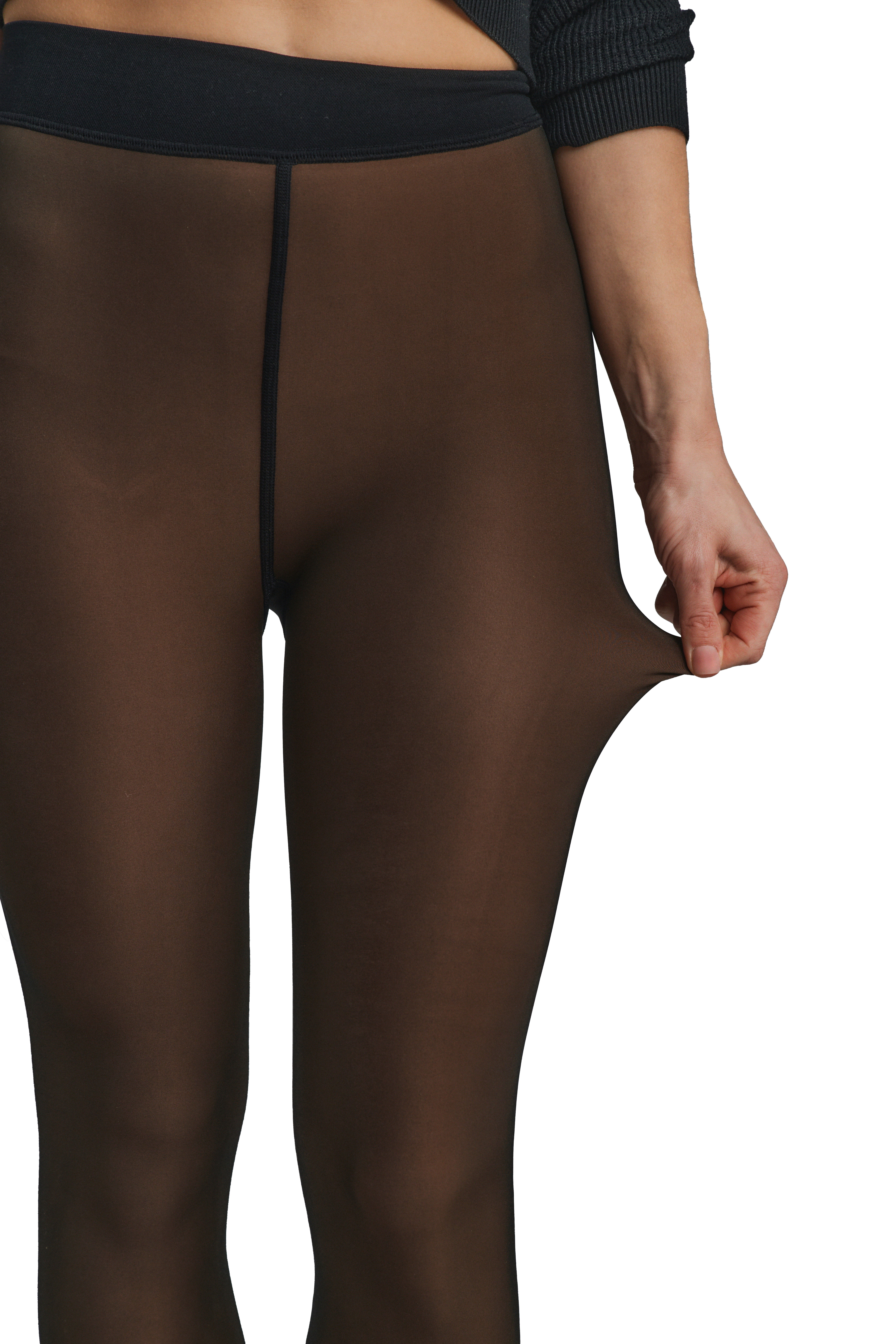 Joyspun Women's Faux Sheer Fleece Tights, Sizes S-3XL