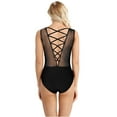 thumbnail image 2 of iEFiEL Women Sleeveless Mesh Splice Ballet Dance Leotard Yoga Gymnastics Bodysuit, 2 of 6