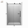 thumbnail image 5 of CASAINC Frameless Sliding Soft-Closing Shower Door, 48 x 76 in., Matte Black, Tempered Clear Glass, 5 of 9