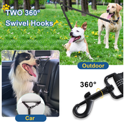 Double Dog Leash for Walking 2 Dogs - Tangle-Free 360° Swivel & Shock-Absorbing Bungee(Black)