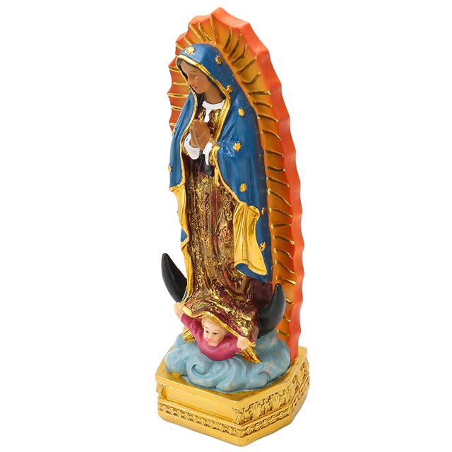 Estatuilla cristiana Bling Bling de Guadalupe pintada a mano Figura de Nuestra Señora de Guadalupe