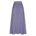 thumbnail image 4 of MIXUE Skirts For Women Summer Solid Color Casual With Pockets Plus Size High Waist Pleated Long A Line Flowy Travel Denim Maxi Skirt Streetwear,Purple,S, 4 of 5
