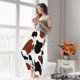 thumbnail image 5 of Balery Brown Black Cow Pantalones de pijama para mujer, pijamas ultraligeros, pantalones de estar por casa-Medium, 5 of 6