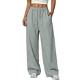 thumbnail image 3 of Ozmmyan Womens Wide Leg Sweatpants Drawstring Elastic Waist Jogger Pants Casual Loose Fit Athletic Lounge Trousers with Pockets, 3 of 7