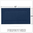 thumbnail image 2 of OEAKAY Textured Plush Navy Microfiber Bath Mat, 24"x43", Non-Slip and Absorbent Bathroom Rug, Machine Washable, Quick Drying Shower Floor Carpet, 2 of 8