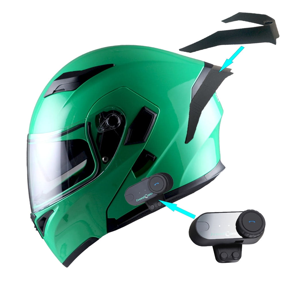 1Storm Motorcycle Modular Full Face Flip up Dual Visor Helmet + Spoiler
