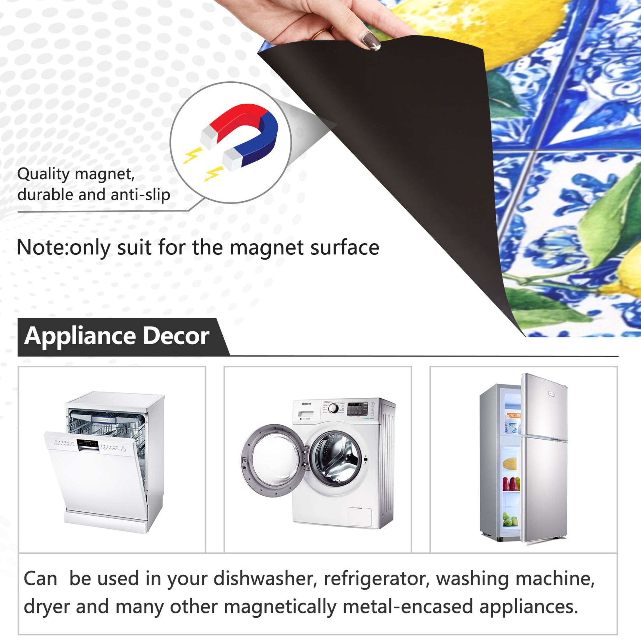 IAUYY Magnetic decorative sticker - 23x26 Inch PVC Refrigerator Decorative Cover, Removable DIY Art for Kitchen Appliances Gorgeous