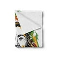 thumbnail image 2 of Rasta Soft Flannel Fleece Throw Blanket, Rasta Man Jamaican Island Theme Reggae Folk Culture Concept Sketchy Portrait Image, Cozy Plush for Indoor and Outdoor Use, 70" x 90", Multicolor, by Ambesonne, 2 of 5