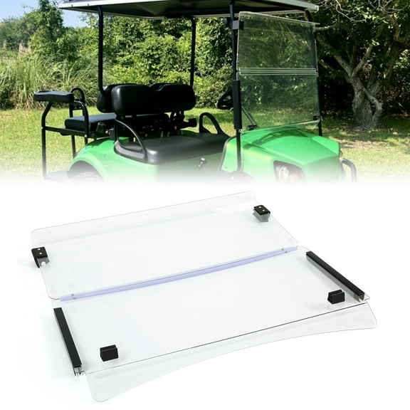 Kojem 2-IN-1 Windshield Compatible with EZGO Express S4 L4 Clear Folding Golf Cart Windscreen Plastic