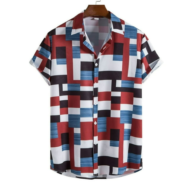 Chemise Homme Col Rabattu Classique Imprimé Géométrique Numérique Chemise Homme