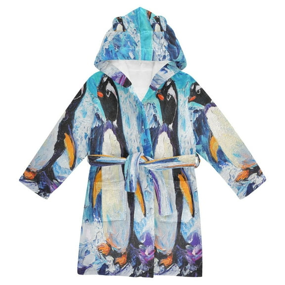 BZSMCE Bathrobes Belt Hooded Frozen Splendor Creative Pattern
