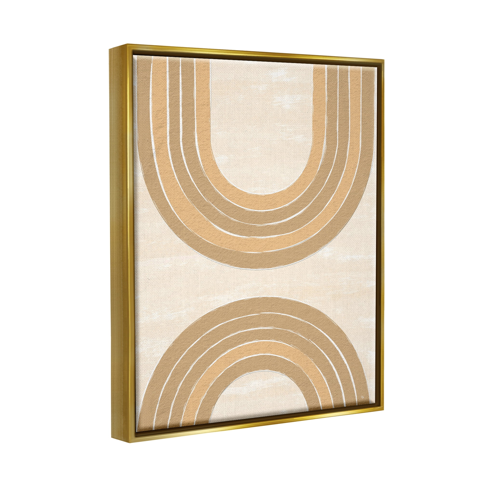 Stupell Industries Modern Muted Arches Abstract Painting Gold Floater Framed Canvas Art Print Wall Art, 17 x 21