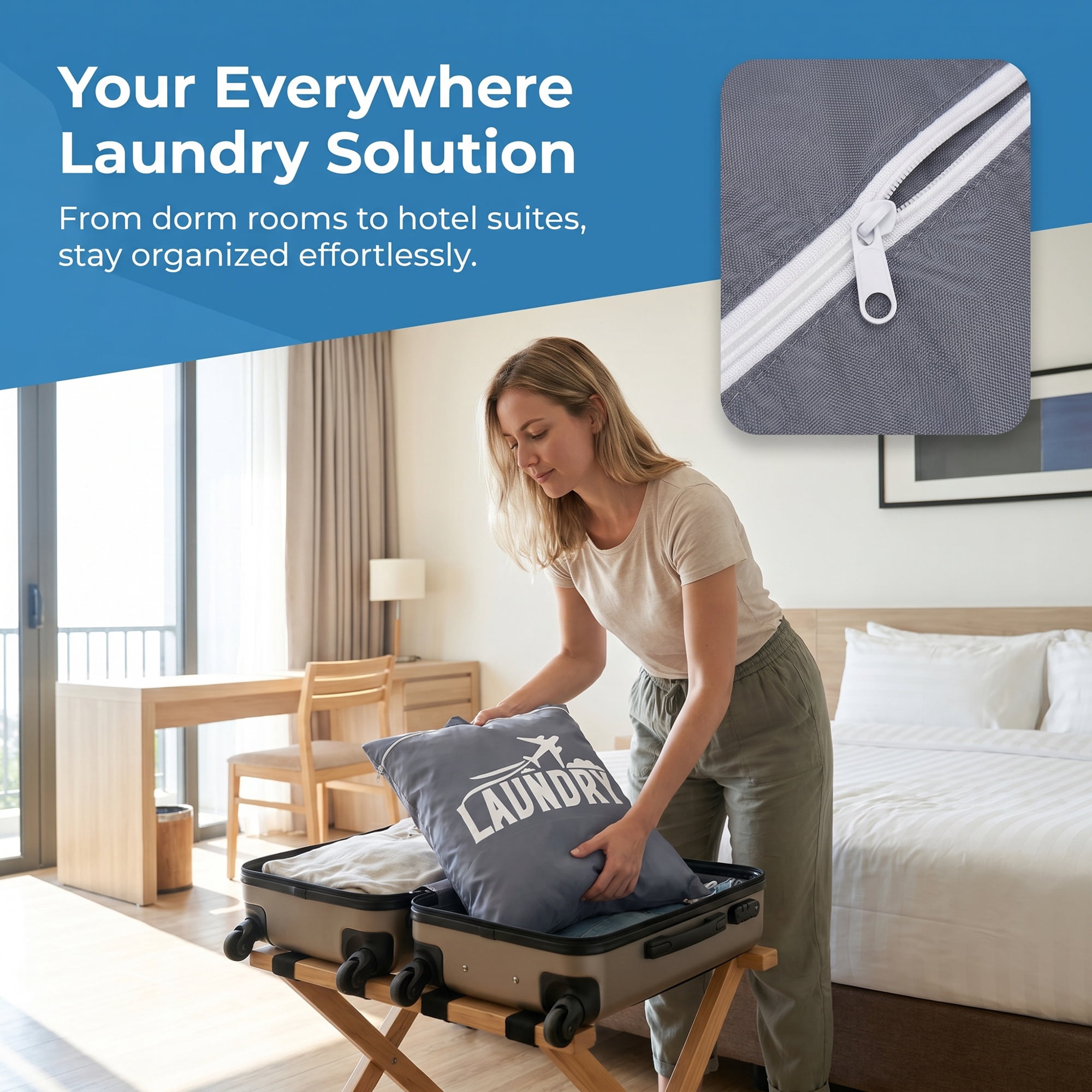Unique Bargains 2Pcs Waterproof Wet Dry Lightweight Mesh Laundry Bag Gray 18.9" x 22.8"