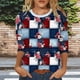 thumbnail image 1 of TaTaai Women Fashion Casual Random Print T-Shirt Three Quarter Sleeve Crew Neck Loose Fit Ladies Daily Street Wear Lightweight Breathable Non-See-Through Machine Washable Top Gift, 1 of 6