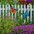 thumbnail image 4 of 2 Piezas Grandes Decoraciones de Jardín de Mariposas de Metal para Exteriores Arte de Pared para Exteriores Mariposas de Metal para Vallas de Paredes Exteriores, 27 x 22 cm (Azul y Amarillo), 4 of 5