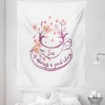 thumbnail image 1 of Tea Party Tapestry, Tea Lover Saying Typography Herbs and Flowers Aromatic Spices Print, Fabric Wall Hanging Decor for Bedroom Living Room Dorm, 5 Sizes, Peach Coral and Purple, by Ambesonne, 1 of 1