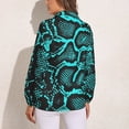 thumbnail image 2 of Blue Snake Pattern Long Sleeve Blouse Woman Streetwear Casual Shirts Summer Oversize Woman Streetwear Clothing Birthday Present, 2 of 7